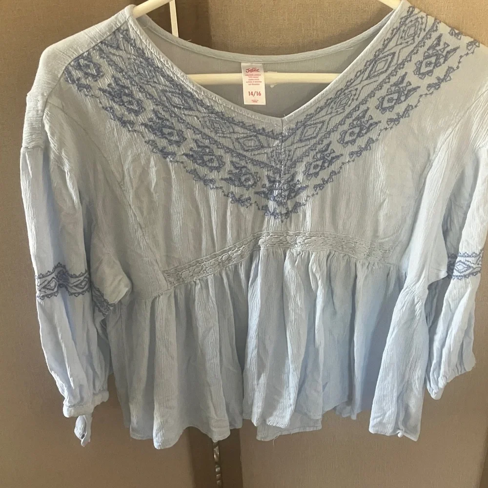 FINAL MARKDOWN Girls justice Blue Embroidered Top 14/16